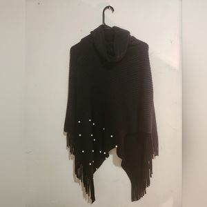 Black Poncho with pearl detail